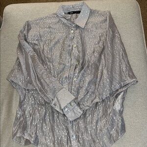 Zara Gray Casual Button Down Shirt with Textured Finish